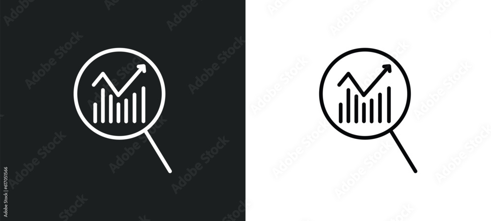 Poster data analytics line icon in white and black colors. data analytics flat vector icon from data analyt
