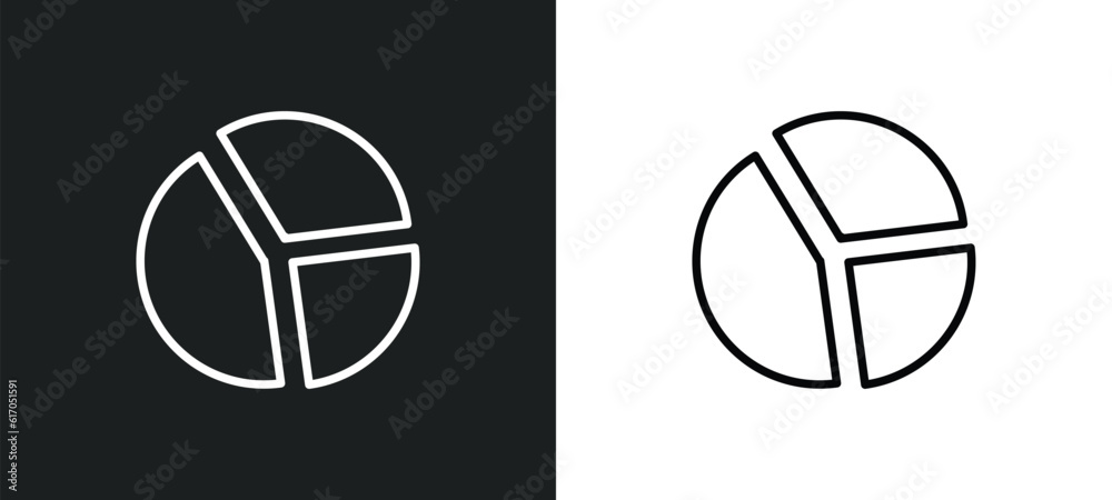 Poster circular chart line icon in white and black colors. circular chart flat vector icon from circular ch