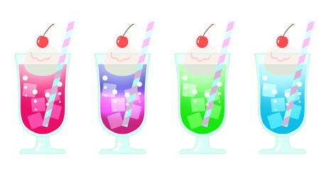 ポップでカラフルなクリームソーダセット　2