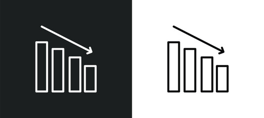 depleting chart line icon in white and black colors. depleting chart flat vector icon from depleting chart collection for web, mobile apps and ui.