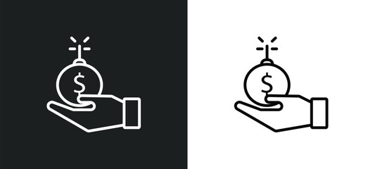 debt line icon in white and black colors. debt flat vector icon from debt collection for web, mobile apps and ui.