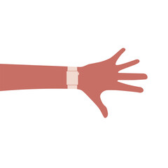 Isolated illustration of hand wear square face smartwatch or round watch, gadget wearable symbol in white background