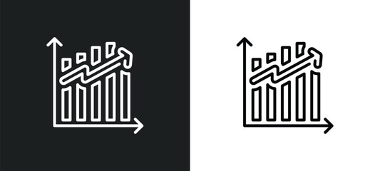 ascendant graph line icon in white and black colors. ascendant graph flat vector icon from ascendant graph collection for web, mobile apps and ui.