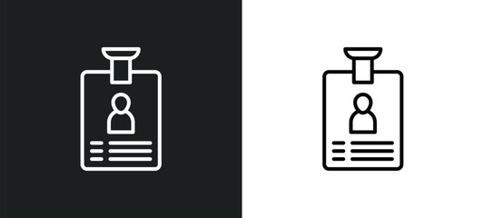 identity card line icon in white and black colors. identity card flat vector icon from identity card collection for web, mobile apps and ui.