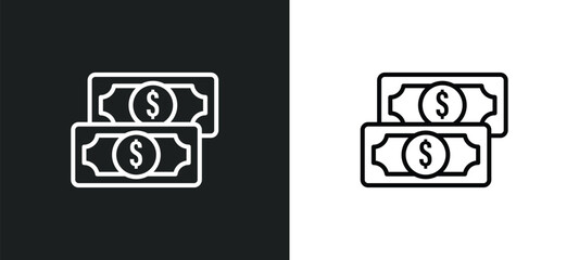 american dollar bill line icon in white and black colors. american dollar bill flat vector icon from american dollar bill collection for web, mobile apps and ui.