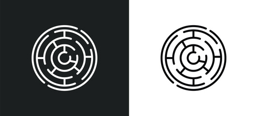 maze game line icon in white and black colors. maze game flat vector icon from maze game collection for web, mobile apps and ui.