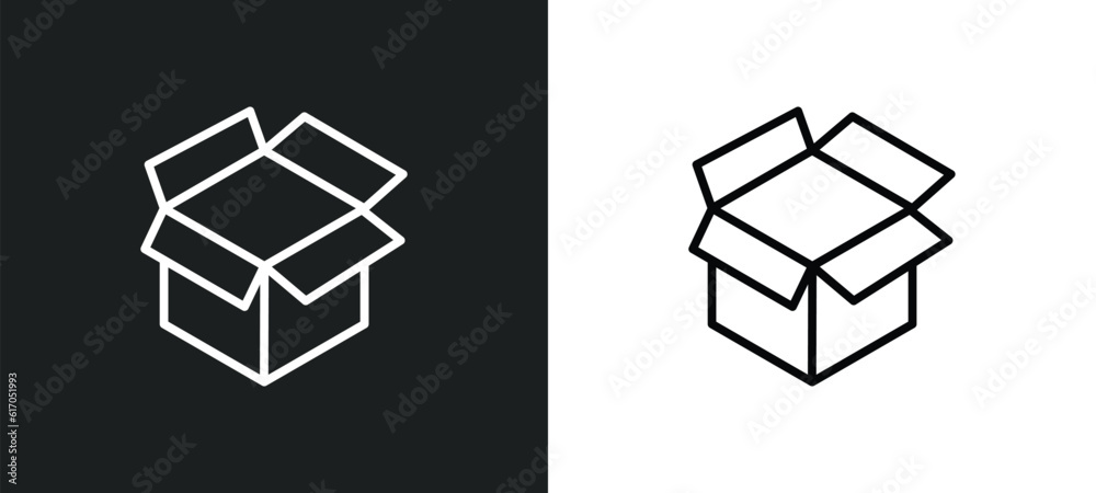 Poster empty box line icon in white and black colors. empty box flat vector icon from empty box collection 