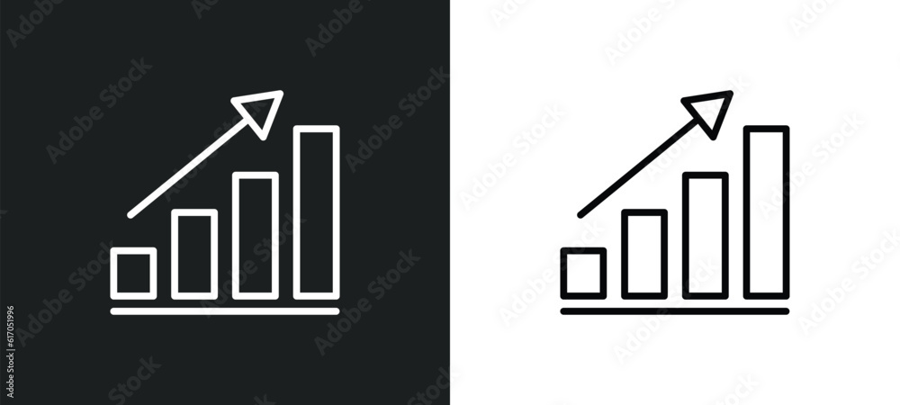 Poster statistical chart line icon in white and black colors. statistical chart flat vector icon from stati