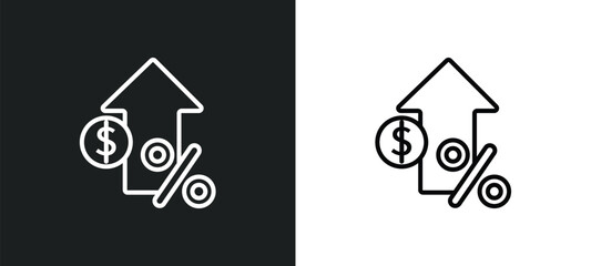 increase rate line icon in white and black colors. increase rate flat vector icon from increase rate collection for web, mobile apps and ui.