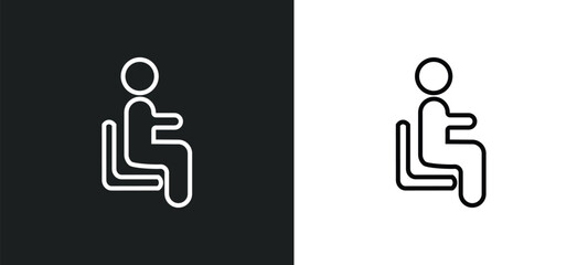 sitting line icon in white and black colors. sitting flat vector icon from sitting collection for web, mobile apps and ui.