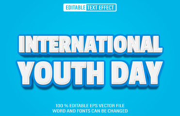 International Youth Day editable text effect 3d style template