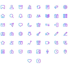 Vector of Social Media 1 Icon Set Gradient. Perfect for user interface, new application.