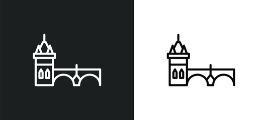 charles bridge line icon in white and black colors. charles bridge flat vector icon from charles bridge collection for web, mobile apps and ui. - obrazy, fototapety, plakaty