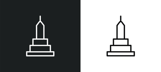 buddist cemetery line icon in white and black colors. buddist cemetery flat vector icon from buddist cemetery collection for web, mobile apps and ui.