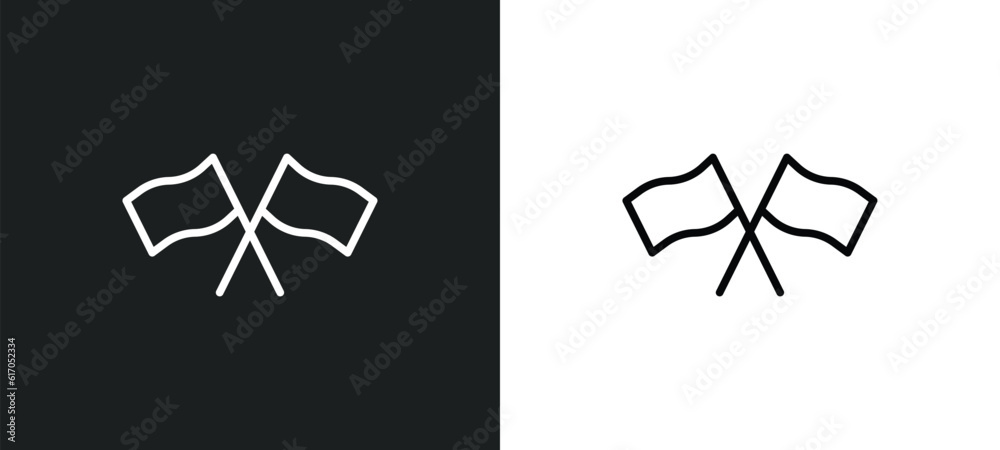 Poster flags line icon in white and black colors. flags flat vector icon from flags collection for web, mob