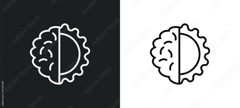 Poster brain process line icon in white and black colors. brain process flat vector icon from brain process