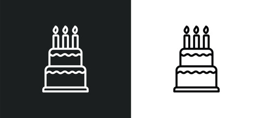 cake line icon in white and black colors. cake flat vector icon from cake collection for web, mobile apps and ui.