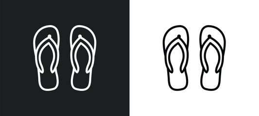flip flops line icon in white and black colors. flip flops flat vector icon from flip flops collection for web, mobile apps and ui.