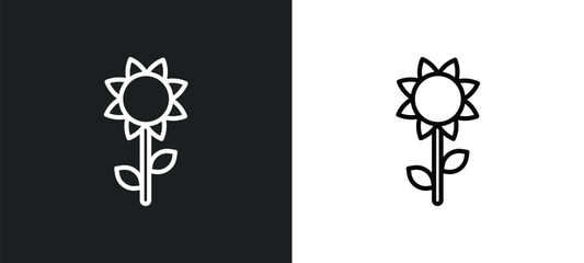 sunflower line icon in white and black colors. sunflower flat vector icon from sunflower collection for web, mobile apps and ui.