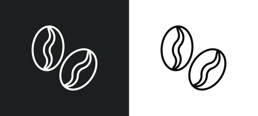 coffee beans line icon in white and black colors. coffee beans flat vector icon from coffee beans collection for web, mobile apps and ui.