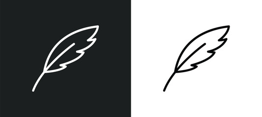 feather line icon in white and black colors. feather flat vector icon from feather collection for web, mobile apps and ui.