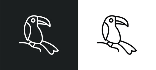 toucan line icon in white and black colors. toucan flat vector icon from toucan collection for web, mobile apps and ui.