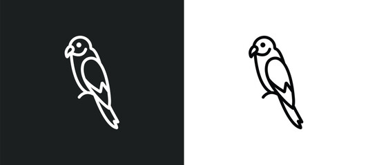 parrot line icon in white and black colors. parrot flat vector icon from parrot collection for web, mobile apps and ui.