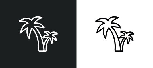 palm tree line icon in white and black colors. palm tree flat vector icon from palm tree collection for web, mobile apps and ui.