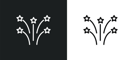 fireworks line icon in white and black colors. fireworks flat vector icon from fireworks collection for web, mobile apps and ui.