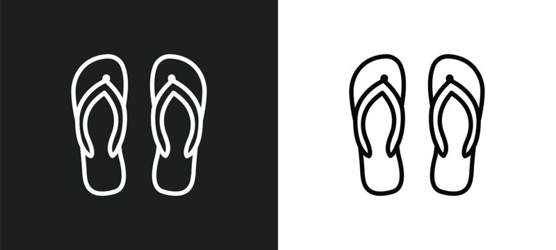 flip flops line icon in white and black colors. flip flops flat vector icon from flip flops collection for web, mobile apps and ui.