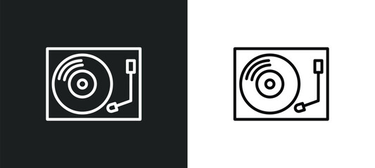 vinyl line icon in white and black colors. vinyl flat vector icon from vinyl collection for web, mobile apps and ui.