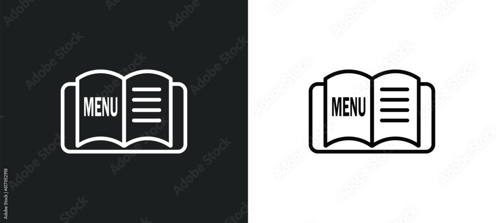 Poster open menu line icon in white and black colors. open menu flat vector icon from open menu collection 