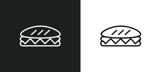 long sandwich line icon in white and black colors. long sandwich flat vector icon from long sandwich collection for web, mobile apps and ui.