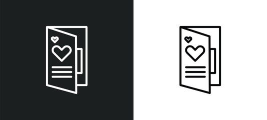 greeting card line icon in white and black colors. greeting card flat vector icon from greeting card collection for web, mobile apps and ui.