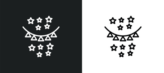 birthday flag line icon in white and black colors. birthday flag flat vector icon from birthday flag collection for web, mobile apps and ui.