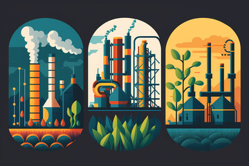 Petrochemical industry - petrochemical plant. Generative AI.