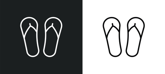 two flip flops line icon in white and black colors. two flip flops flat vector icon from two flip flops collection for web, mobile apps and ui.