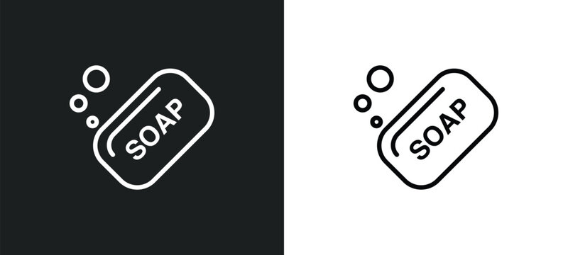 soap bar line icon in white and black colors. soap bar flat vector icon from soap bar collection for web, mobile apps and ui.