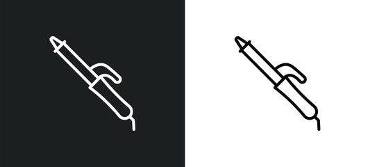 curler line icon in white and black colors. curler flat vector icon from curler collection for web, mobile apps and ui.