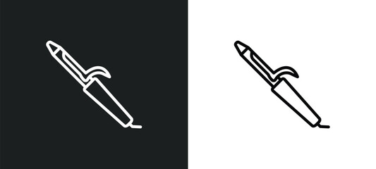 hair curler line icon in white and black colors. hair curler flat vector icon from hair curler collection for web, mobile apps and ui.