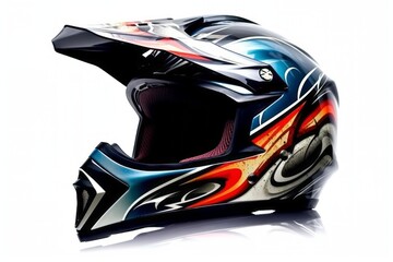 An eye-catching image displaying a one motorbike helmet on a white backdrop, appealing to individuals involved in various extreme sports and outdoor activities. Generative AI