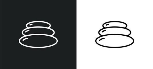 stone massage line icon in white and black colors. stone massage flat vector icon from stone massage collection for web, mobile apps and ui.