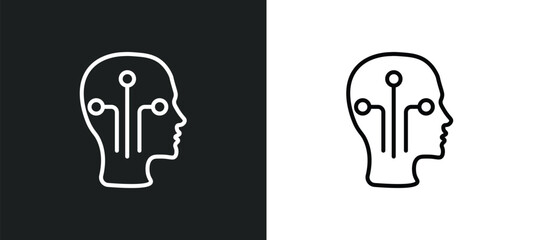 humanoid line icon in white and black colors. humanoid flat vector icon from humanoid collection for web, mobile apps and ui.
