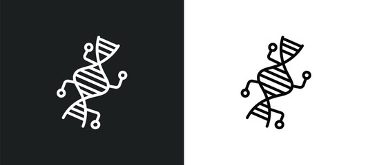 Naklejka premium genetic modification line icon in white and black colors. genetic modification flat vector icon from genetic modification collection for web, mobile apps and ui.