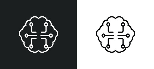 future brain line icon in white and black colors. future brain flat vector icon from future brain collection for web, mobile apps and ui.
