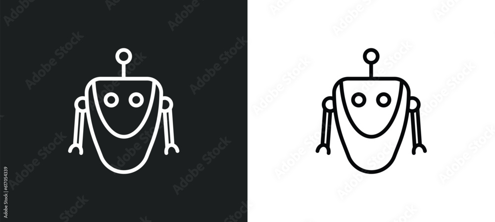 Poster robot line icon in white and black colors. robot flat vector icon from robot collection for web, mob