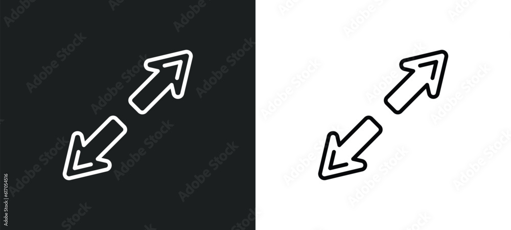 Poster diagonal line icon in white and black colors. diagonal flat vector icon from diagonal collection for