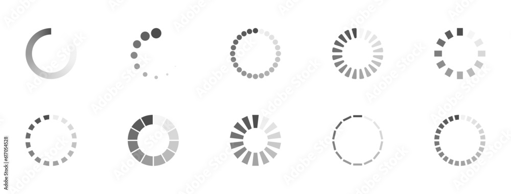 Aufkleber download sign set. load icons set. load system. data load. loading bar. froze computer. vector stock