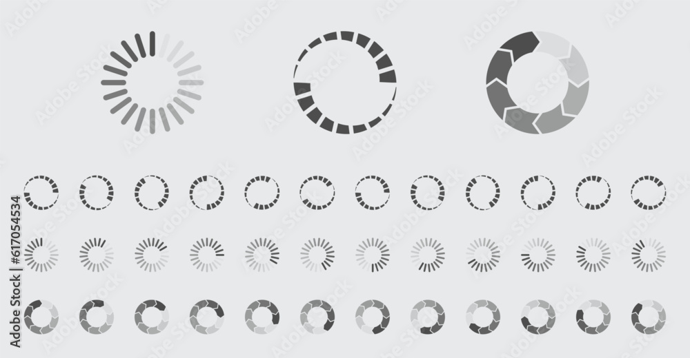 Fototapete circular loading buffering icons vector set video ready for animation gif all keyframes frames bufri