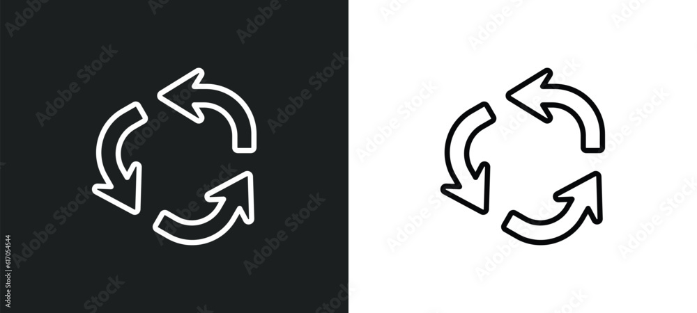 Poster repeat line icon in white and black colors. repeat flat vector icon from repeat collection for web, 